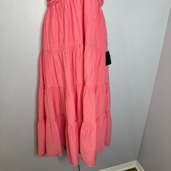 Lulus Chasing Sun Pink Tiered Keyhole Halter Midi Dress Vacation Beach M New - Picture 8 of 13